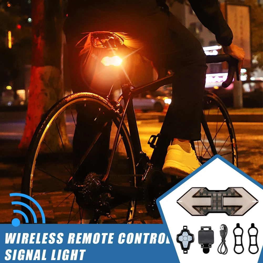 

Mountain Bike Bicycle Steering Tail Light 5 Modes, Rechargeable Waterproof Riding Light Wireless Remote Control Easy to Operate