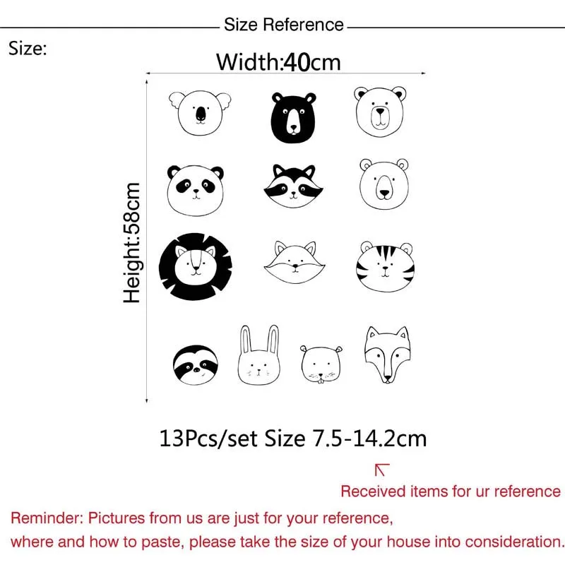 Голова льва голова тигра медведя лиса ПВХ виниловая настенная наклейка декор для