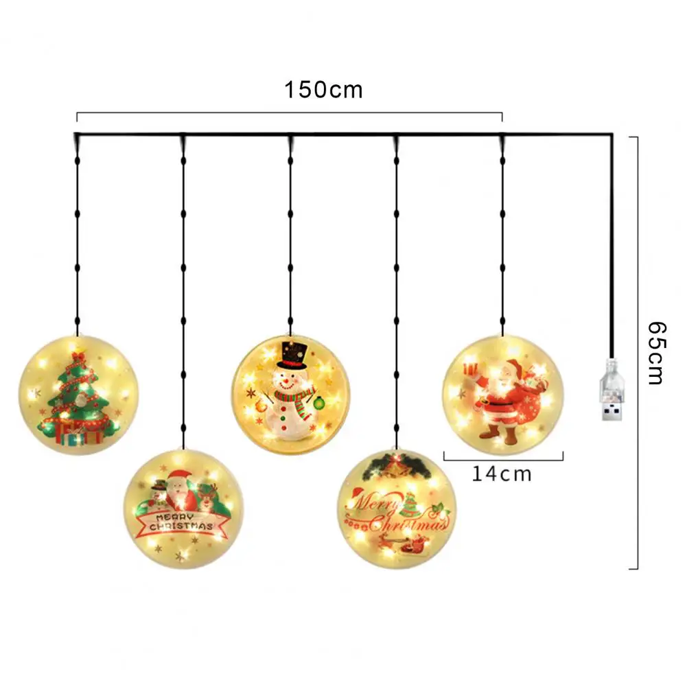 

1 String Christmas String Lights Round Waterproof Long Service Life Indoor Windows Wall LED Christmas String Lights for Family