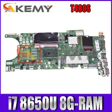 For Lenovo Thinkpad T480S laptop motherboard NM-B471 W/ CPU i7 8650U 8G-RAM tested FRU 01LV616 02HL854 02HL858 Mainboard