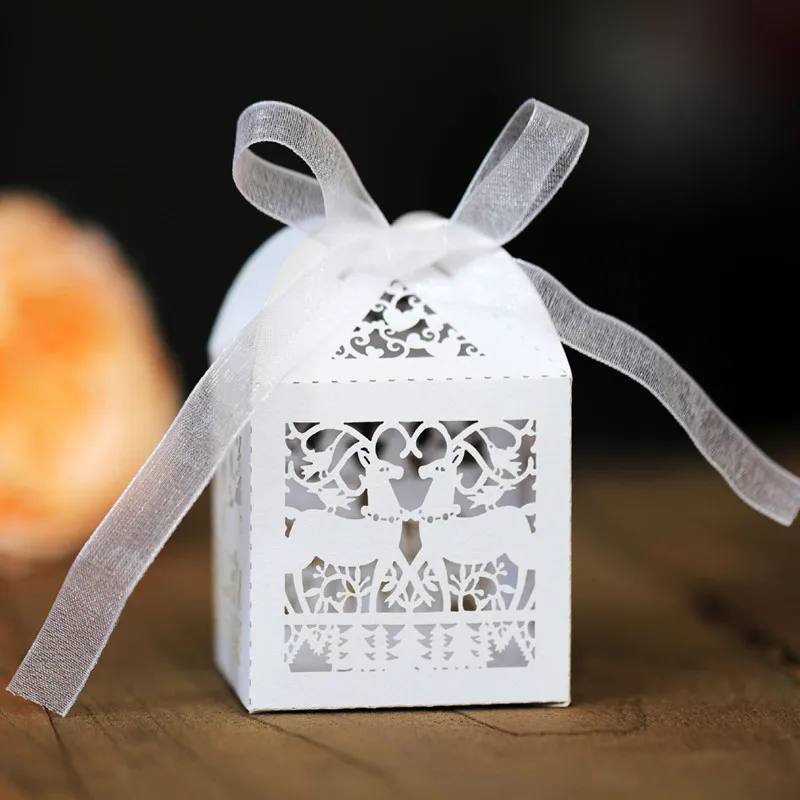 50 шт. рождественские упаковочные коробки для конфет бумажные с полым лосем