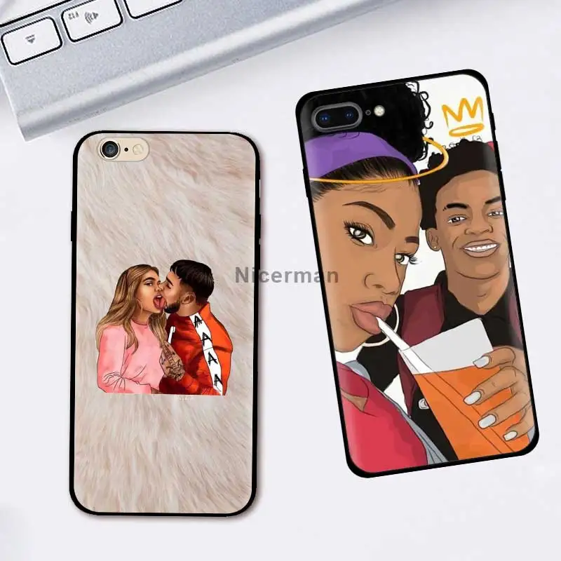 

Arte Afro Couple kissing kiss Case for Apple iPhone 12 11 X XR XS Max 7 8 6 6S Plus 5 5S SE 2020 5C Silicone Cover Phone Coque