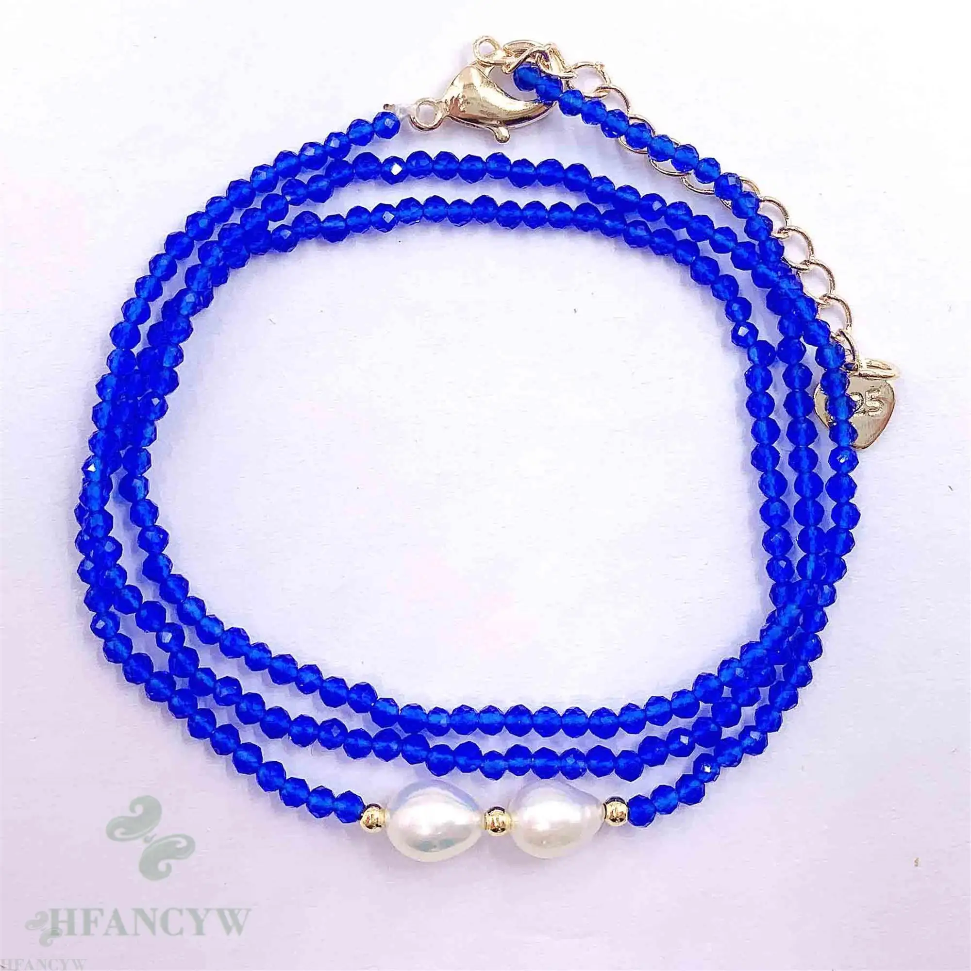 2 мм синий камень белый барокко Жемчужное ожерелье 18 дюймов аксессуары Свадебный