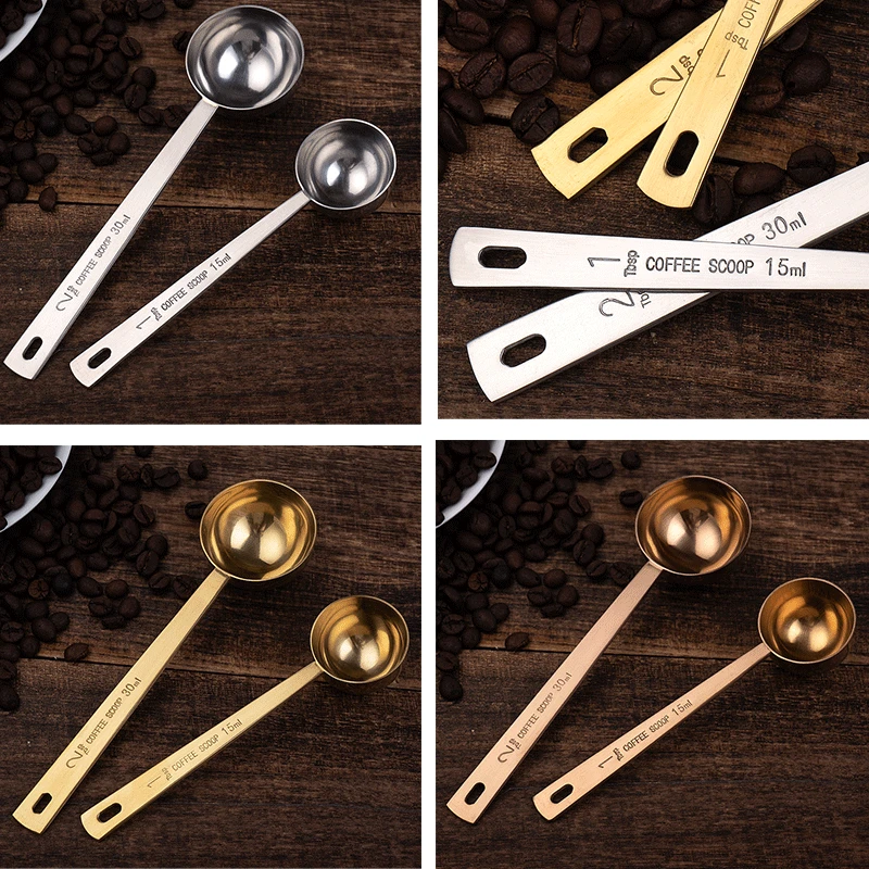 

30ml coffee spoon 304 stainless steel milk powder long handle spoon 15ml fruit powder spoon baking tool kitchen gadgets 2020