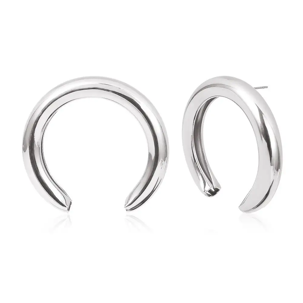 silver 50 мм Серьги-кольца золотистого цвета, круглые массивные серьги для женщин из сплава, трендовые серьги в стиле рок-панк, подарок EK2183 - Окраска металла: silver