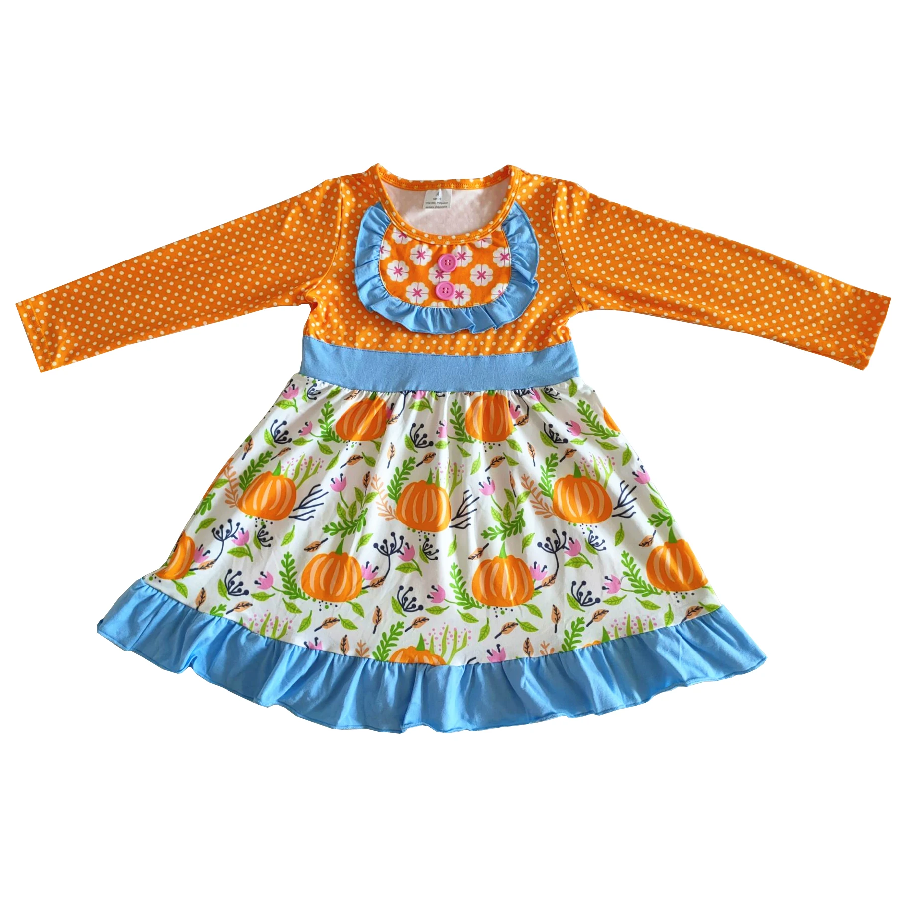 Droppshipping Popular Girl Long Sleeve Dress pumpkin series Baby Clothes Costume Kid's festival Dresses | Детская одежда и