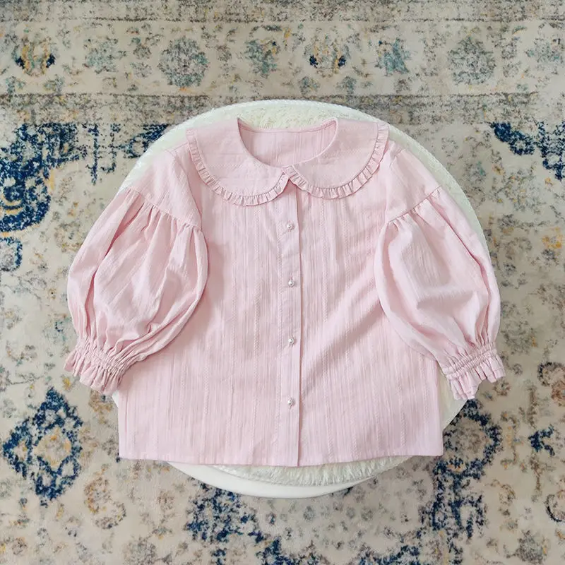 

Lolita Fresh Sweet Victorian Shirt Peter Pan Colla Loose Gothic Lolita Shirt Kawaii Girl Loli Cos Lolita Top Cosplay Cos Loli