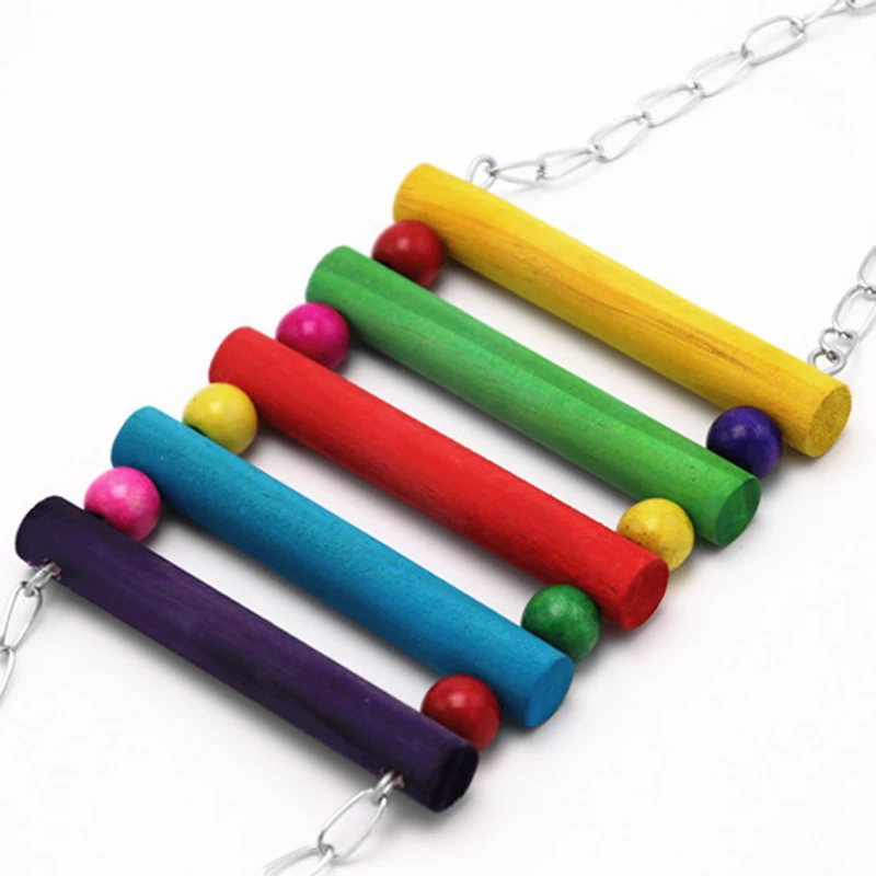 

Parrot Wood Swing Colorful Bead Bite-resistant Parrot Chew Toy Bird Hanging Perch Toy Bird Hamster Funny Favor Supplies