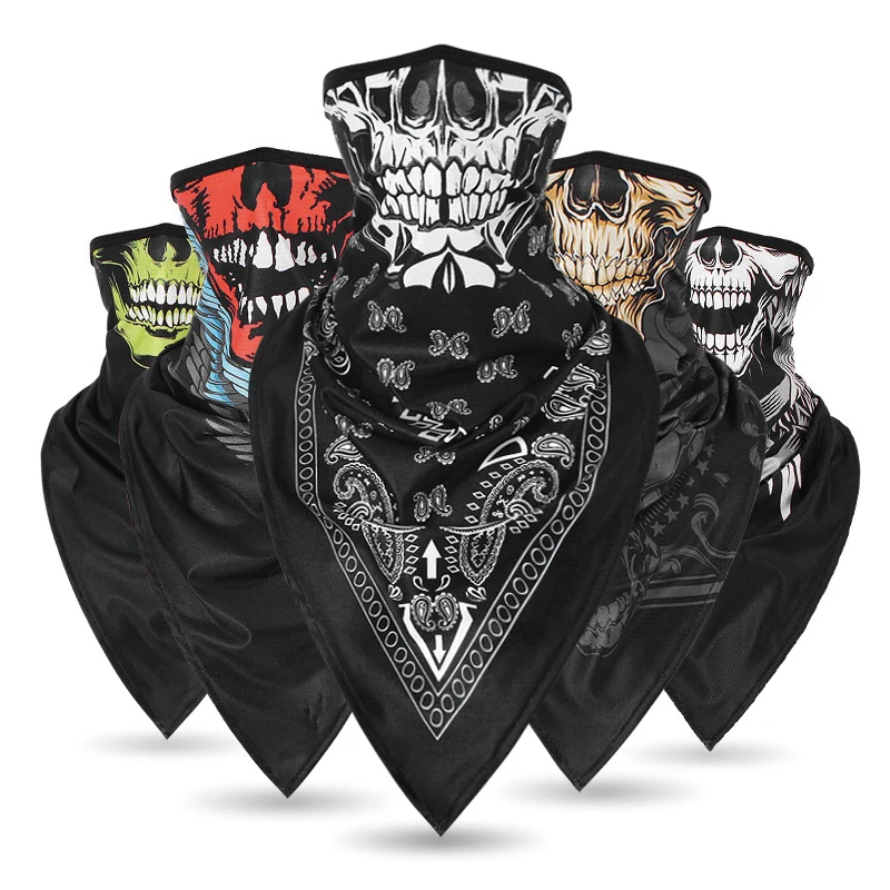 Tube Camo Headband Military Balaclava Bandana Triangle Face Mask skeleton print Windproof Soft Thin Wrap Scarf Neck Gaiter Men | Спорт и