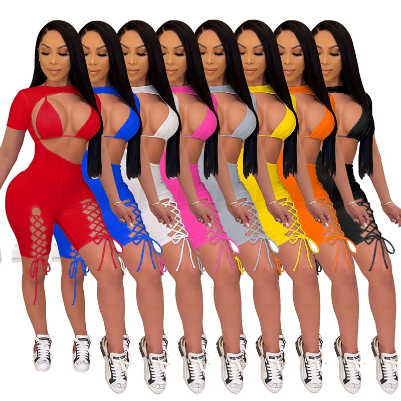 

Sexy Lady Two Piece Set Birthday Club Outfits for Women Summer Tracksuits Sweat Suits Crop Top Playsuit Short Matching Sets