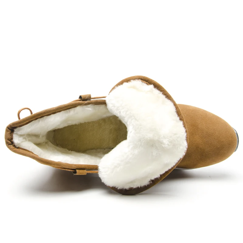 Fujin/женские ботинки Зимние Теплые ботильоны Ботинки на шнуровке Меховая плюшевая