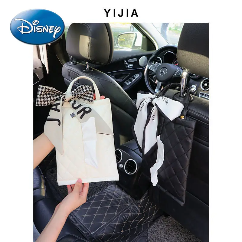 

Ящик для спинки сидения автомобиля Disney, многофункциональная коробка для хранения салфеток, с модным бантом