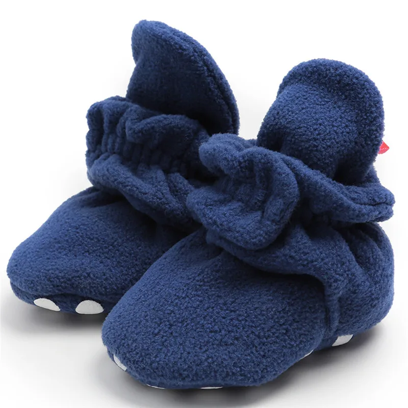 Обувь для мальчика 1 года зимняя Удобная однотонная теплая хлопковая обувь