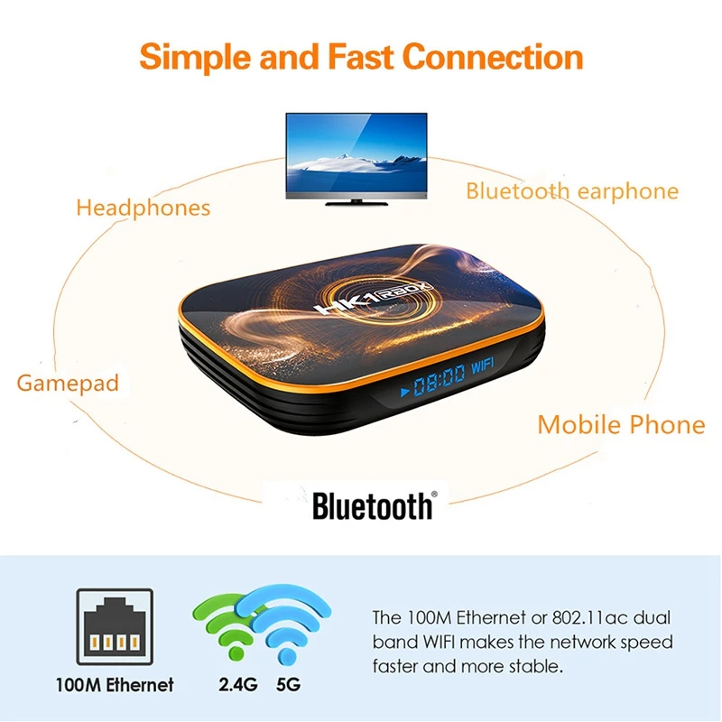 

HK1 RBOX Smart TV Box Android 10 4GB 32GB RK3318 1080P H.265 4K for Google Player Store Youtube Set Top Box US Plug