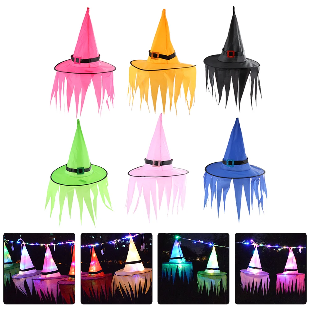 

6Pcs LED Witch Hats Glowing Colorful Hats for Carnival (Random Color)