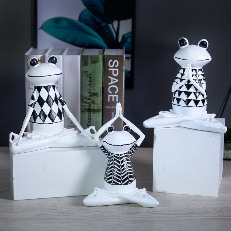 

1PC Nordic Living Room Home Decoration Yoga Frog Ornaments Figurines Resin Crafts Desktop Frog Animal Decorations