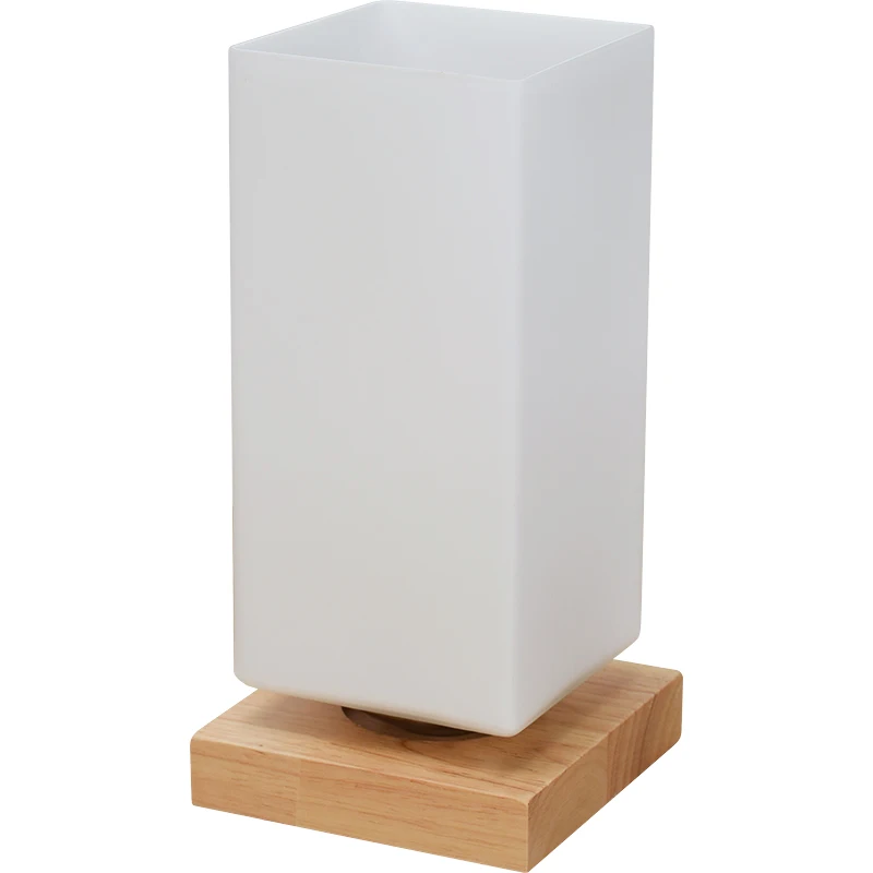 Настольная лампа из белого стекла E27 деревянная основа в скандинавском стиле