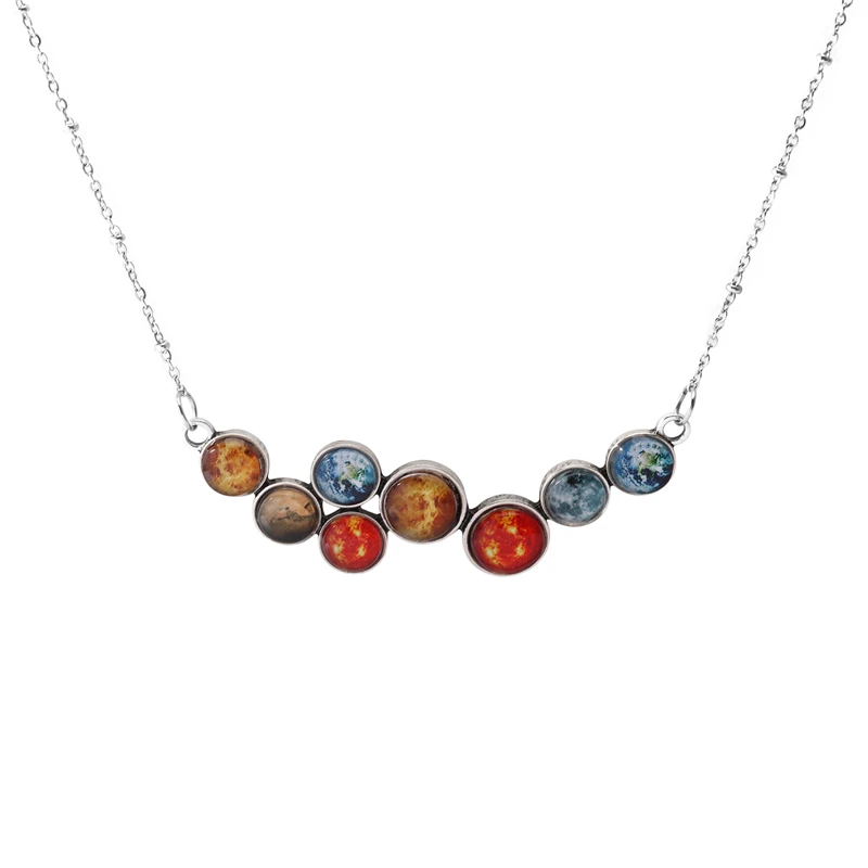 42cm necklace Сплав стеклянные бусины планета кристалл длинный медный свитер цепь кулон ожерелье серьги браслет Элегантные Ювелирные наборы для женщин Подарки - Окраска металла: 42cm necklace