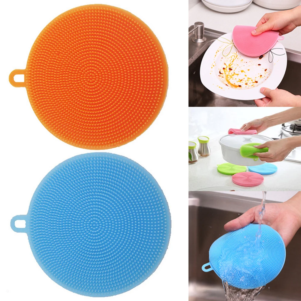 Силиконовая круглая чаша сковорода горшок Чистка стирка щеточка для очищения
