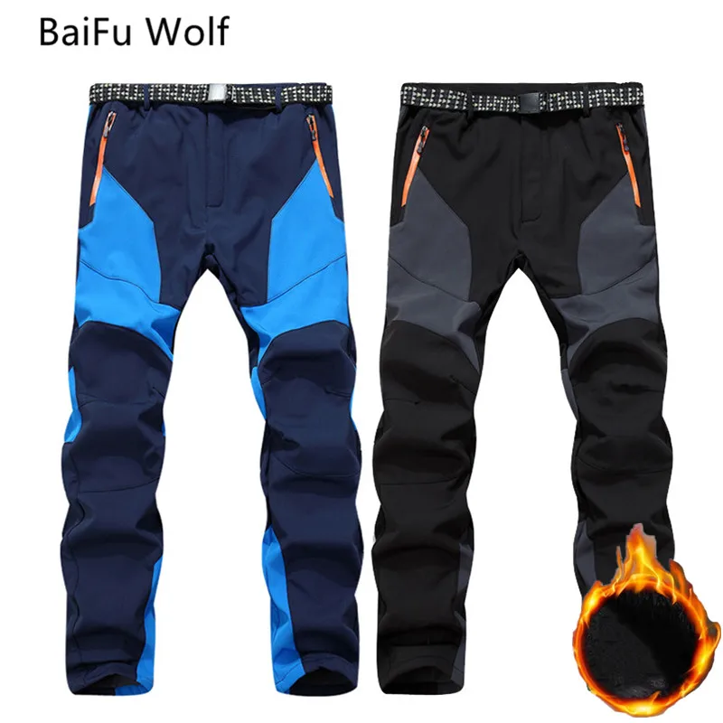 

Мужские зимние ветрозащитные брюки для походов и кемпинга, мужские водонепроницаемые уличные треккинговые брюки, спортивные Лоскутные мяг...