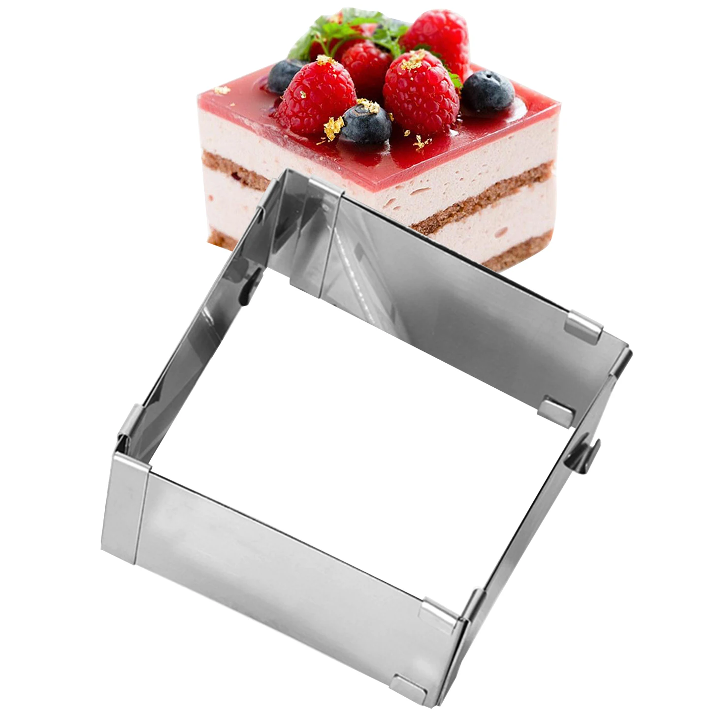 

Adjustable Mousse Ring 3D Square Cake Mold Stainless Steel Baking Mould Kitchen Dessert Accessories Cake Decorating Tool