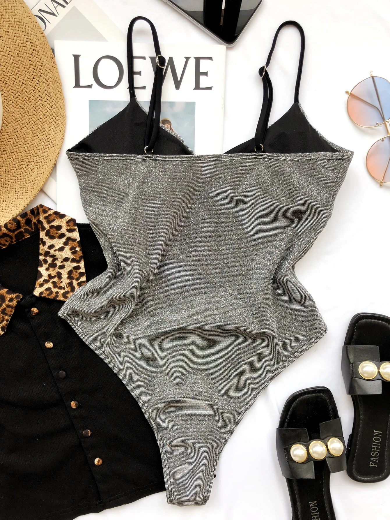 

Female Swimsuit Waist One-Piece Swimsuit Sexy Bikini Women Swimwear Bikini Set Glitter Sparkling Bather Bathing Suit Swimwear
