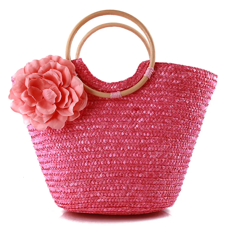 

New Beach Rattan Straw Polyester Bag Fashion Leisure Straw Quality Craft Paper Holiday Weaving Handbag Beach Bag