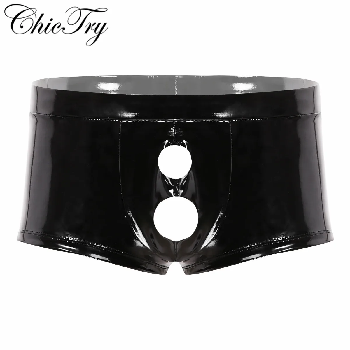Sexy Male Mens Wet Look Patent Leather Lingerie Low Rise Bulge Pouch ...