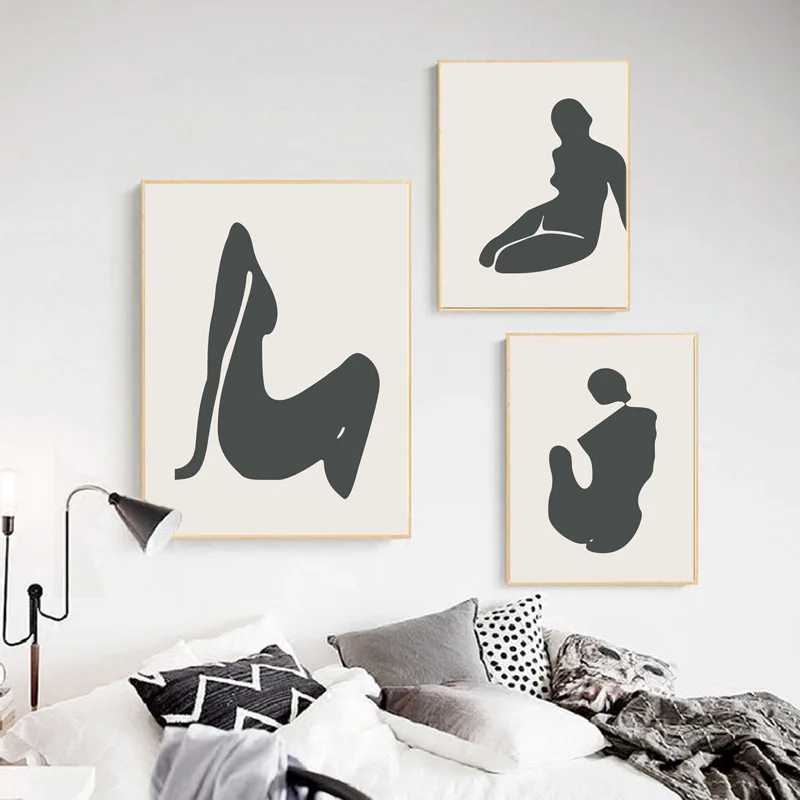 Скандинавская черная абстрактная Геометрическая статуя силуэт женщины