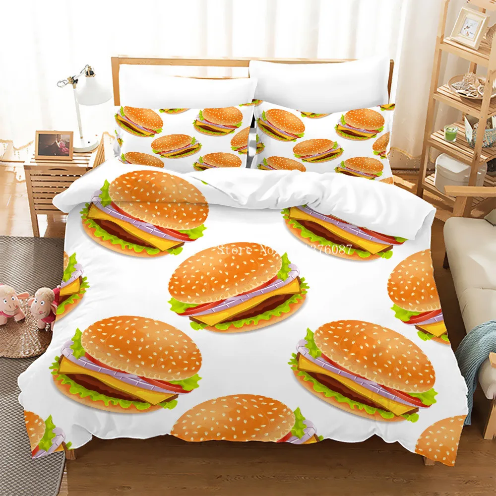 Домашний текстиль Детский комплект постельного белья Гурманский фруктовый бургер Наволочка с печатью Одеяло-чехол для пододеяльника размера "queen", "king", "single", "twin" и покрывало.