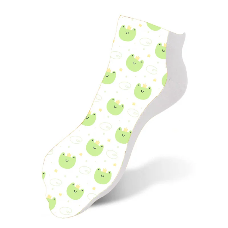 Cartoon Frog Lotus Leaf Women Cotton Socks Socks Low Cut Ankle Casual Summer Breathable Socks Kawaii Green Fashion Female Socks images - 6