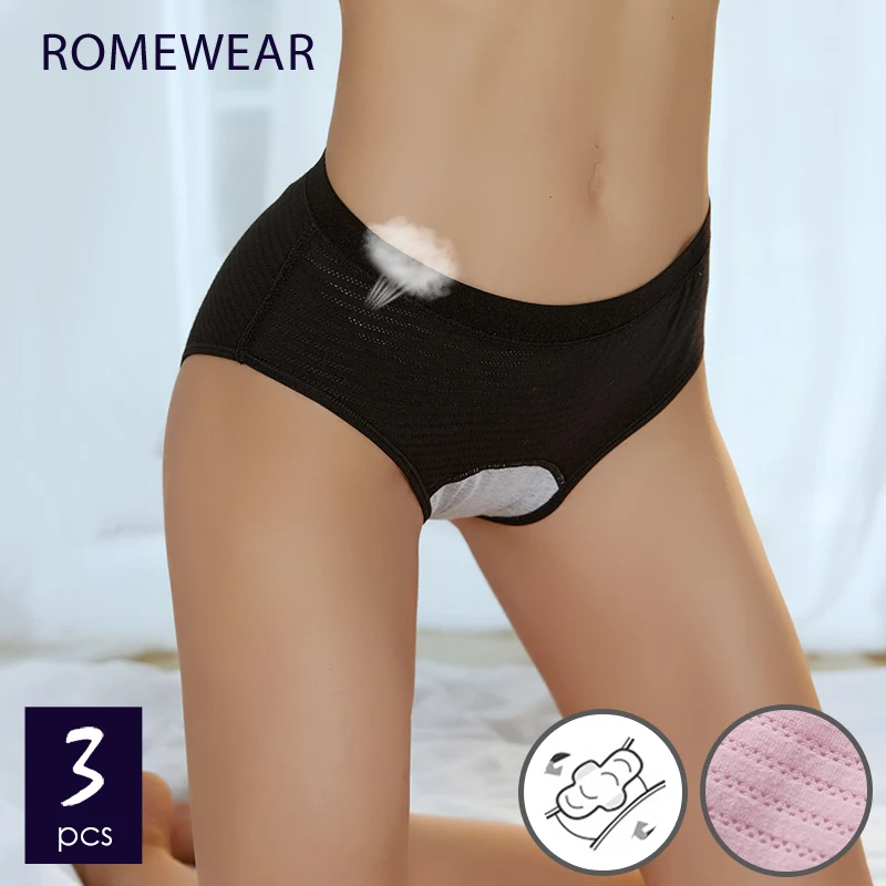 

3 шт. / Лот, сетчатые хлопковые трусики для женщин / девочек, герметичные трусики для менструального цикла, бесшовные, большие размеры, женска...