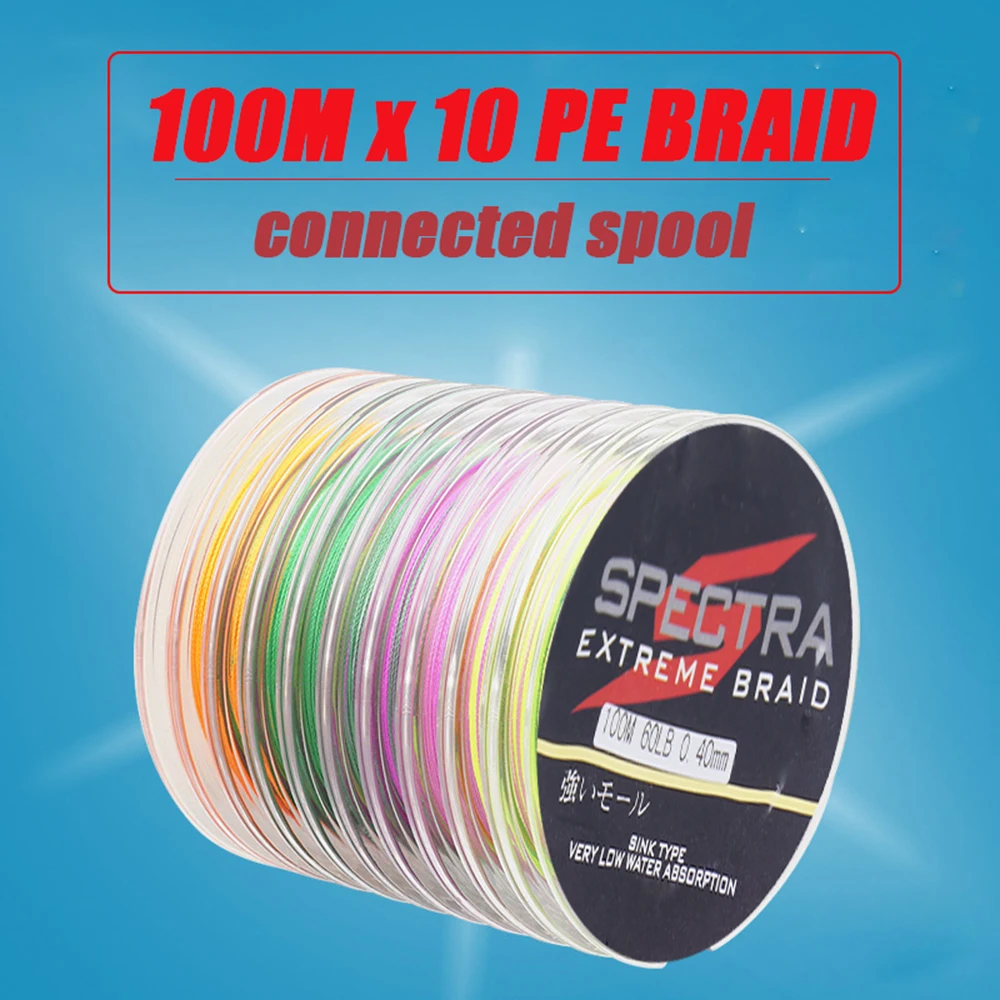 

DORISEA 1000M(100M*10)Connected Spool PE Multifilame Continuous Braided Fishing Line 6LBs -300LBs Consecutive Fishing Wire