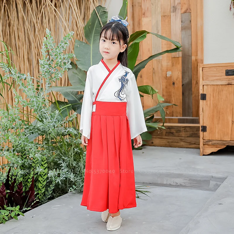 Детский костюм для мальчиков с вышивкой дракон платье Тан девочек Феникс