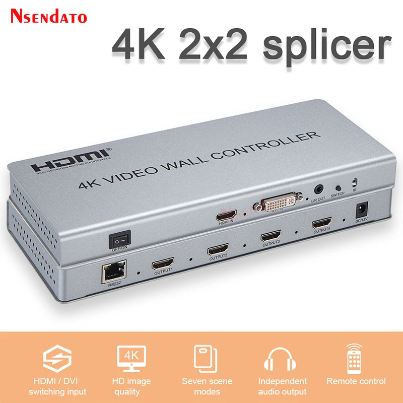 Настенный контроллер 4k 2x2 HDMI TV 1x2 1x3 1x4 2x1 3x1 4x1 HDMI DVI процессор для сшивания экрана для PS2 ТВ приставки