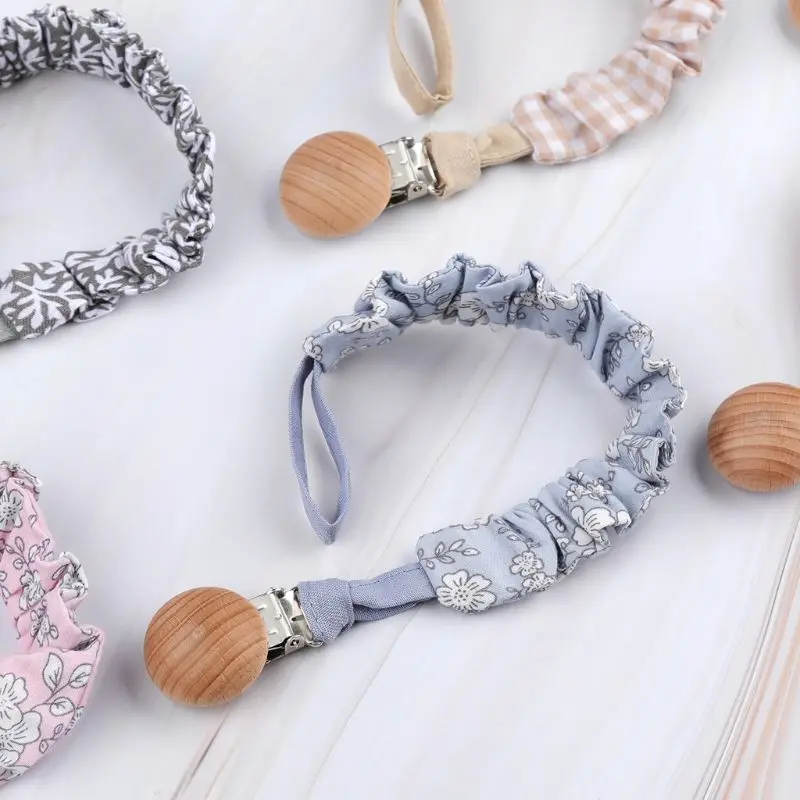 

Baby Cotton Pacifier Chain Beech Wood Pacifier Clip Infant Teething Toys Holder For Nipples Baby Teether