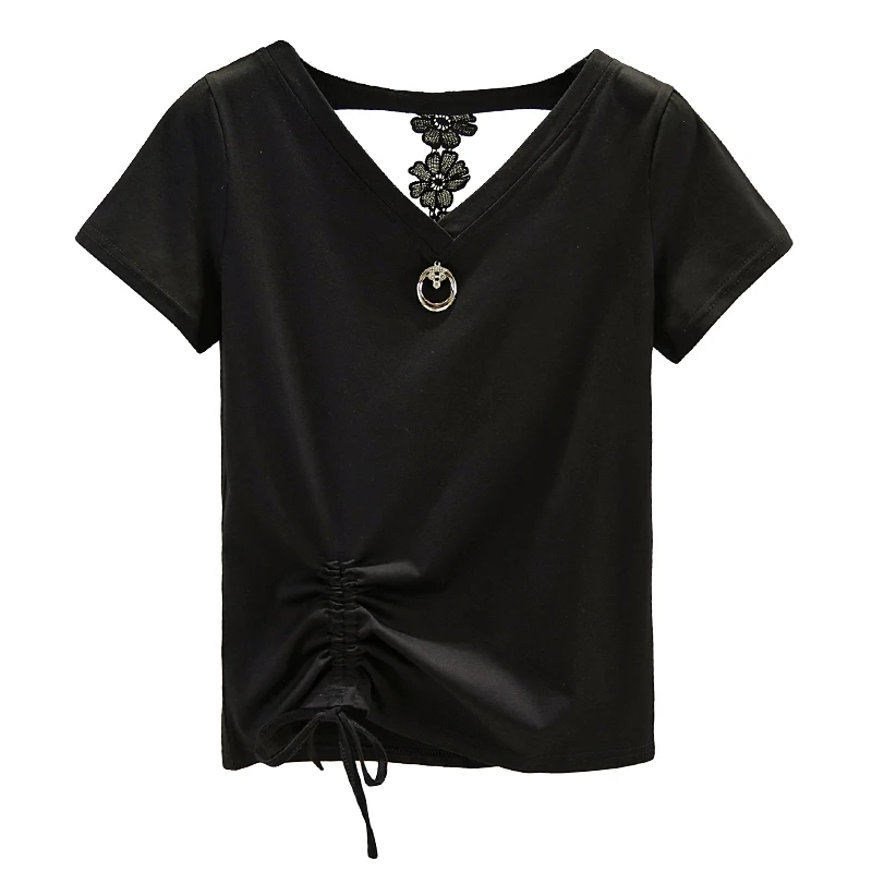 

Fashion house make short sleeve T-shirt women cultivate one's morality show thin joker top