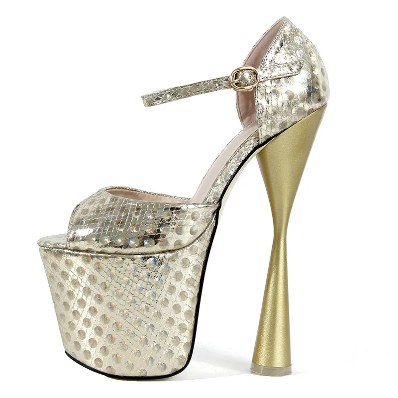 

Новинка 2020, босоножки Mclubgirl на каблуке, высота 19 см, туфли для ночного клуба, открытые Большие женские туфли на платформе MJL