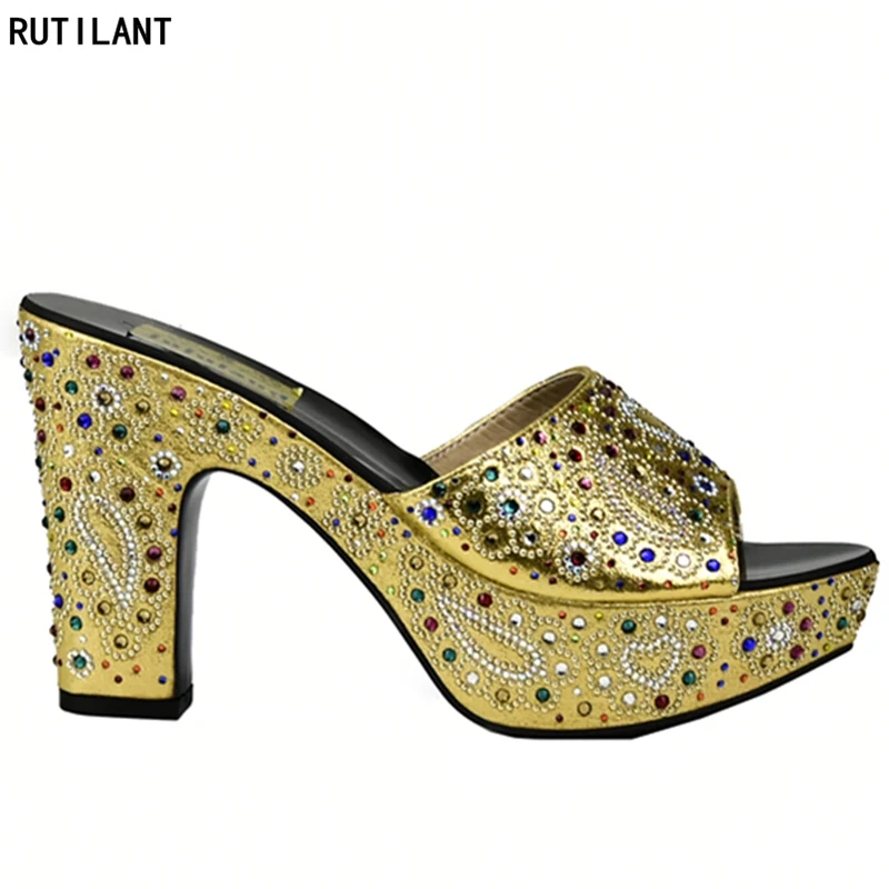 Новое поступление свадебные туфли золотого цвета для женщин модные женские