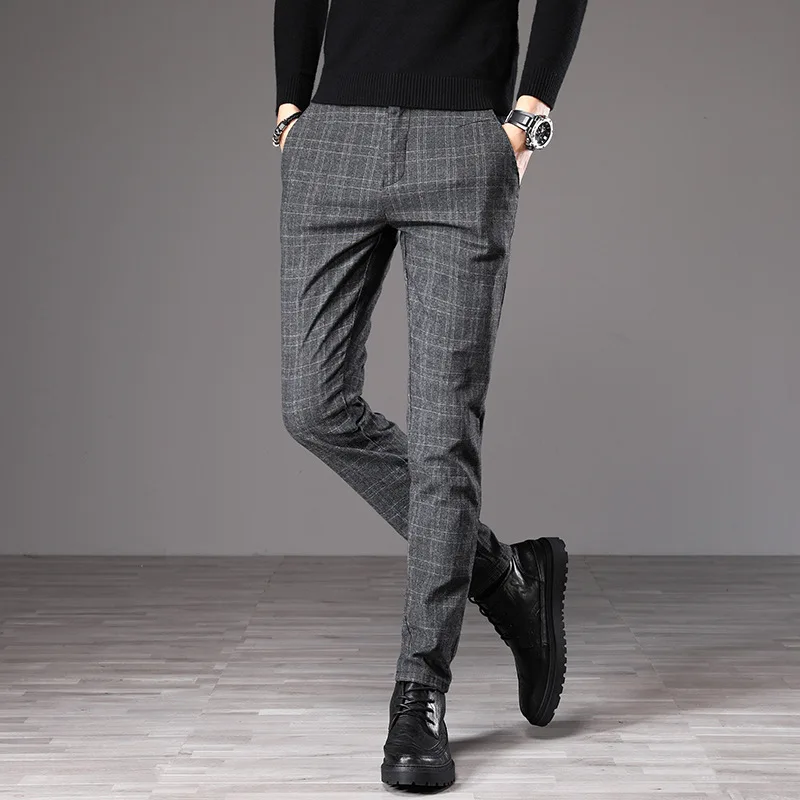 Мужские клетчатые брюки и в английском стиле длинные для весны осени 2019 | Мужская