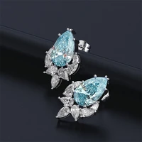 caoshi delicate stud earrings for women brilliant blue crystal zirconia accessories trendy female party jewelry exquisite gift