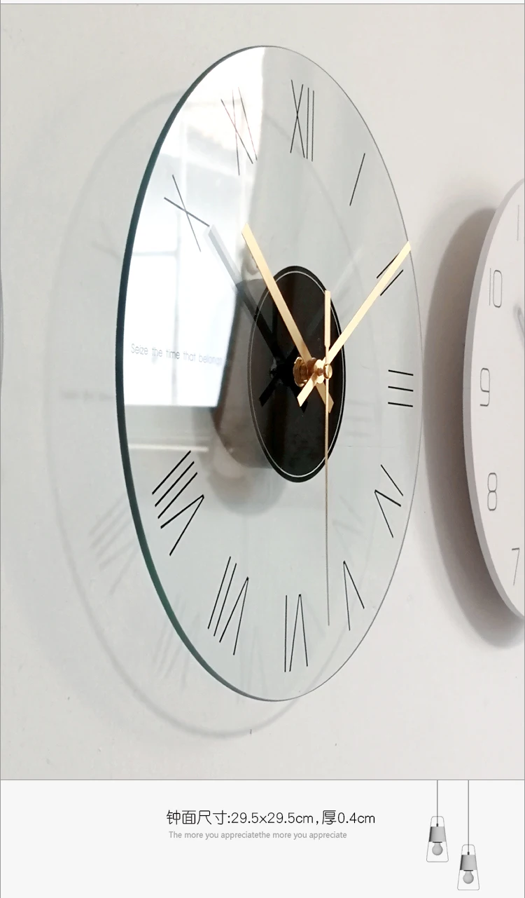 

Transparent glass digital wall clock toughened glass wall clock living room bedroom quiet home modern luxury clock