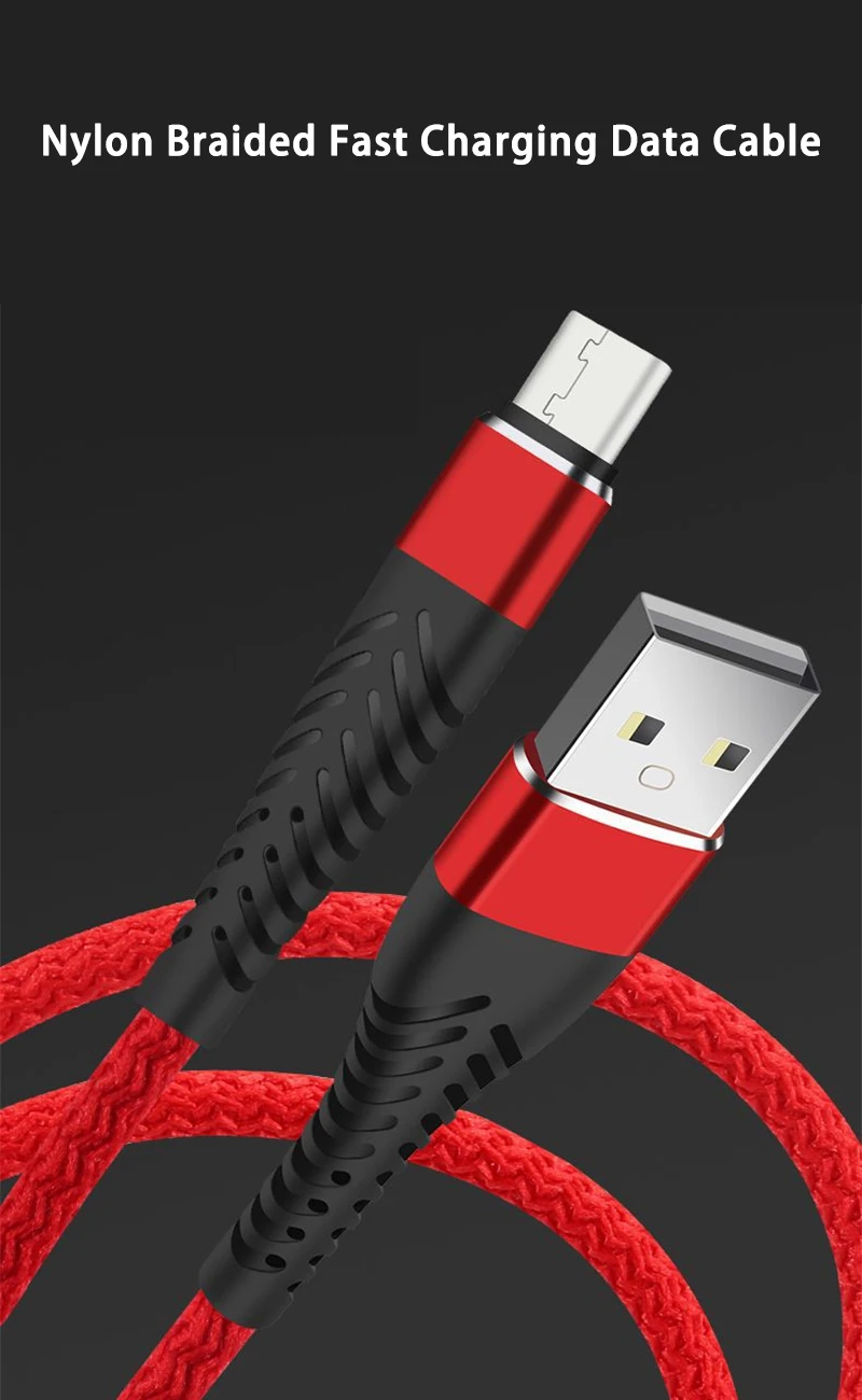 2.4A высокопрочный кабель передачи данных для быстрой зарядки для iPhone XS MAX XR 8 7 6 Micro usb type-C зарядный кабель для SAMSUNG XIAOMI LG HUAWEI