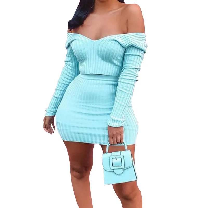 SKMY осенний Новый костюм с юбкой-ямой длинными рукавами открытой спиной короткий