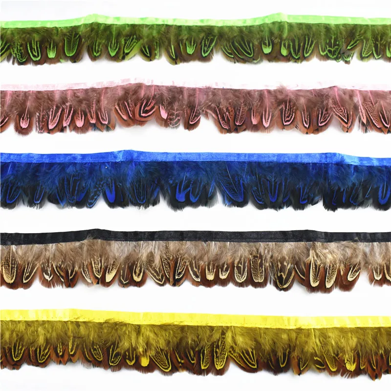 

10 Meter/Lot Natural Rooster Pheasant Feather Ribbon Trimming 5-6CM Feathers for Crafts Hackle Feather Applique Fringe Costumes