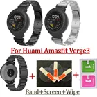 Браслет на запястье для Huami Amazfit Verge3, браслет для часов из нержавеющей стали, браслет для Amazfit Verge, Защитная пленка для экрана 3 в 1