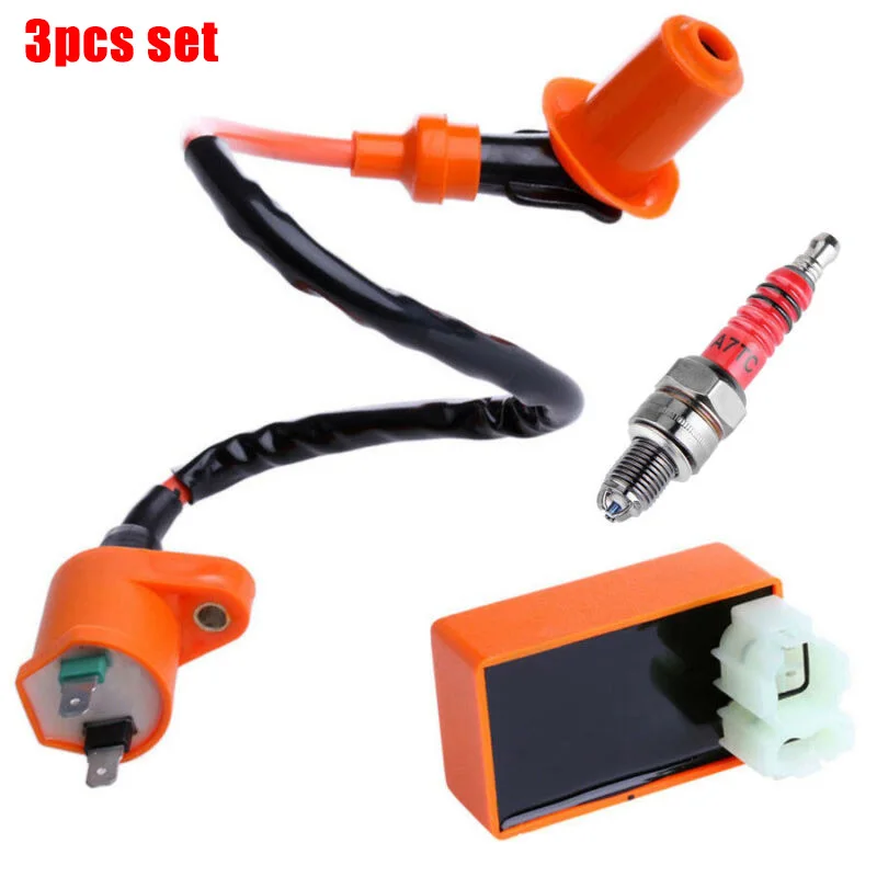Гоночный AC CDI Коробка 6 Pin + катушка зажигания Свеча для GY6 50 150cc мопед