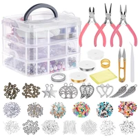 1186 pcs diy jewelry findings tools mixed styles material beads cup earring hook jump ring hook pin box sets for jewelry making