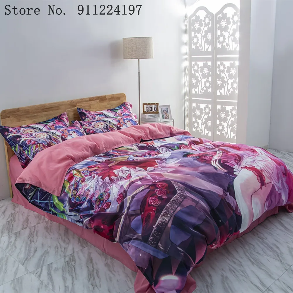 Japanese anime 3pcs duvet cover sets cute girls Quilt 3D king queen size single Double bedclothes cartoon Bedding | Дом и сад