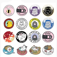 round animal pins collection paw print brooch dog dat kitty sloth fox cartoon badges cute puppy enamel pin women men kids gifts
